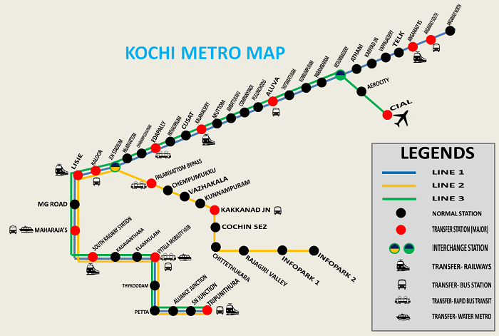 KMRL Kochi Metro Map